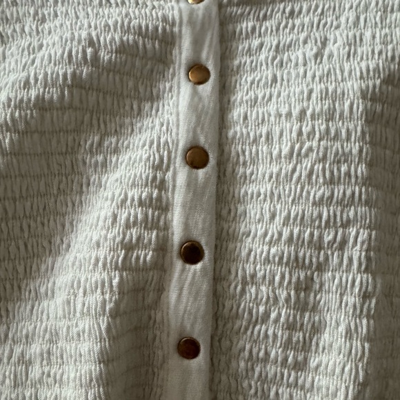 Nation Ltd Ladies White Top Popper Front Shirred Elastic Puff Sleeves Size S - Picture 4 of 9